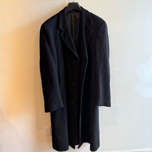 Men's Black Wool Pea Coat - Tailored Long Overcoat